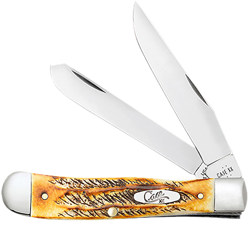 Case 65345 BoneStag Trapper 3.25" Pocket Knife, Clip/Spey Tru-Sharp Stainless Blades, Includes Clip