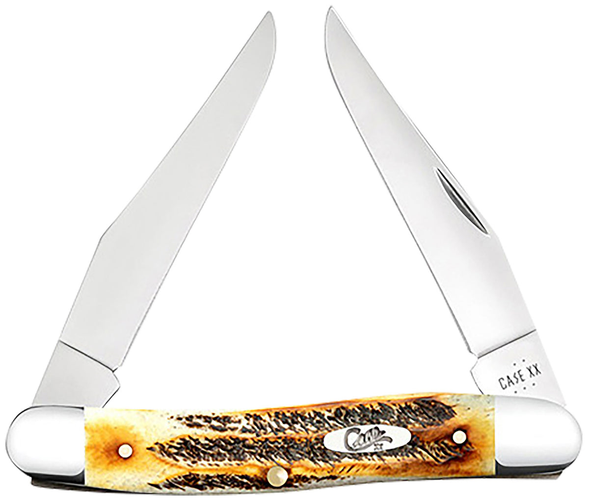 Case 65346 Muskrat Folding Pocket Knife 2.90", Mirror Polished Tru-Sharp Stainless Dual Clip Blades, BoneStag Handle