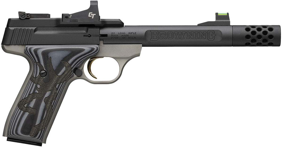 Browning Buck Mark Plus G10 Fiber Optic Front & Rear Sight .22 LR Matte Blued Pistol