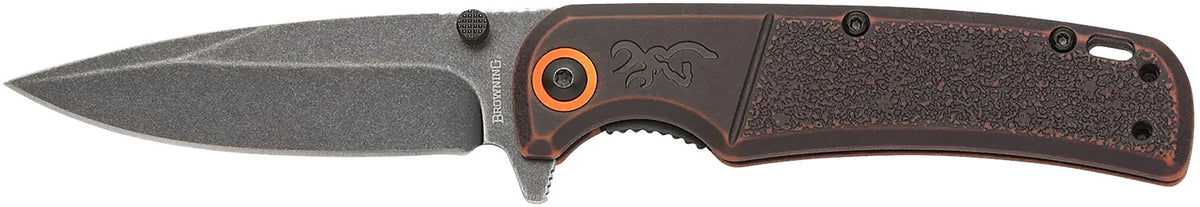 Browning BM Slim Wash Orange/Black Folding Knife Boxed 3220581B