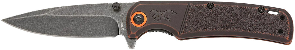 Browning BM Slim Wash Orange/Black Folding Knife Boxed 3220581B