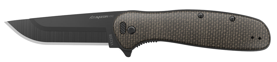 Outdoor Edge VX230DC Razor VX2 Folding 3" Plain Blade Knife – 420J2 SS, Brown/Burlap