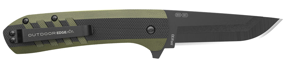 Outdoor Edge VX430BC Razor VX4 Folding 3" Plain Blade Knife, Black & Green Handle
