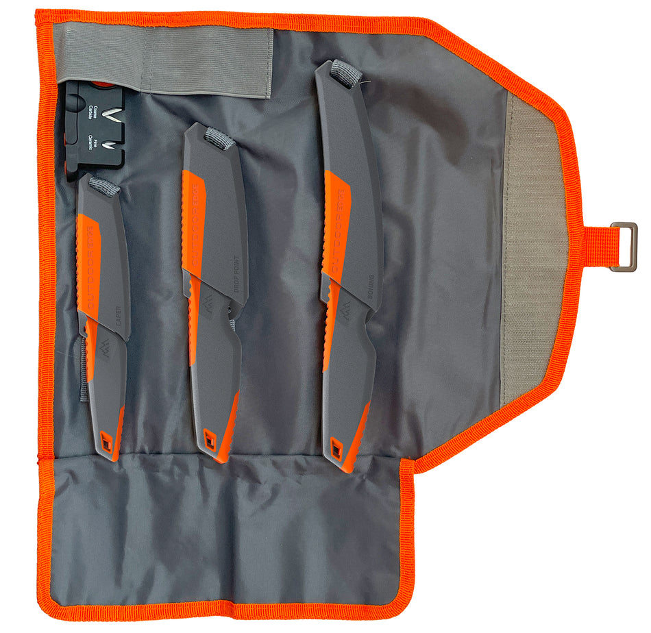 Outdoor Edge VNTX4C Vantex 4-Pc Hunting Knife Set – 3.50"/3"/5" Blades, 7Cr17MoV SS, GFN Handle