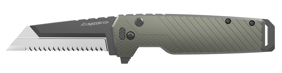 Outdoor Edge XDS430AC Razor XD4 3-Inch Folding Serrated 420J2 Stainless Blade, Green