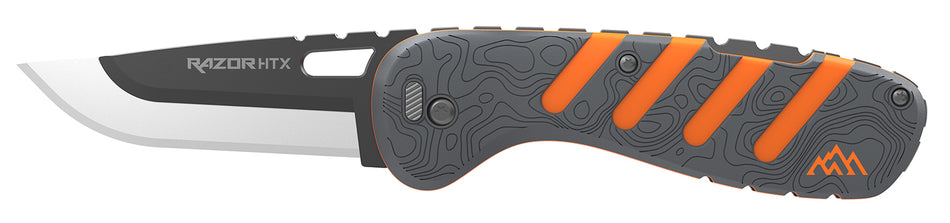 Outdoor Edge HTX30Y6C Razor HTX 3-Inch Folding Plain 420J2 Stainless Blade, Gray/Orange