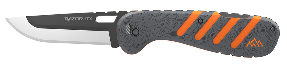 Outdoor Edge HTX35Y6C Razor HTX 3.5-Inch Folding Plain 420J2 Stainless Blade, Gray/Orange