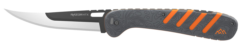 Outdoor Edge HTX50Y6C Razor HTX 5-Inch Folding Plain 420J2 Stainless Blade, Gray/Orange