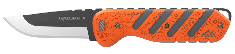 Outdoor Edge HTX30B6C Razor HTX 3-Inch Folding Plain 420J2 Stainless Blade, Orange/Gray