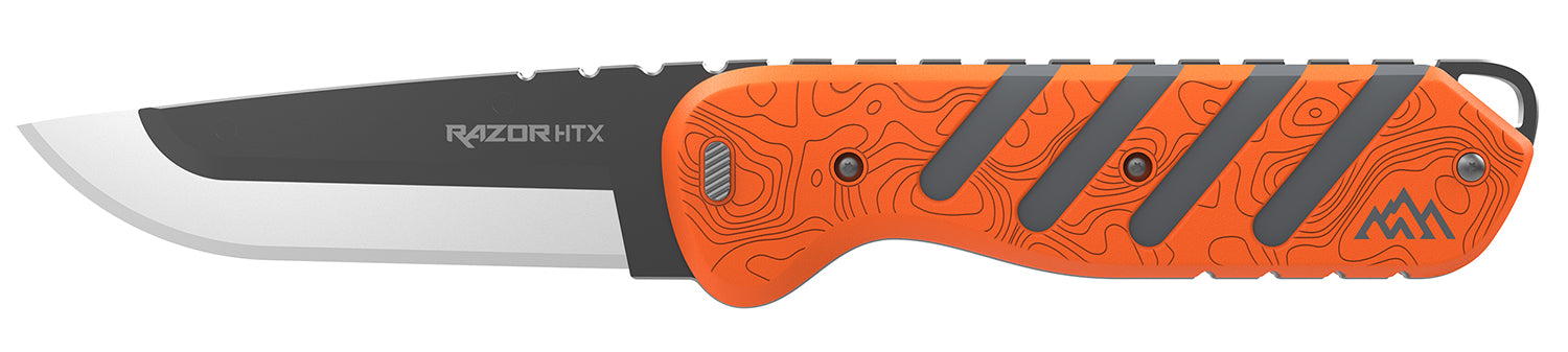 Outdoor Edge HTX35B6C Razor HTX 3.5-Inch Folding Plain 420J2 Stainless Blade, Orange/Gray
