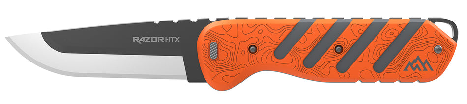 Outdoor Edge HTX35B6C Razor HTX 3.5-Inch Folding Plain 420J2 Stainless Blade, Orange/Gray