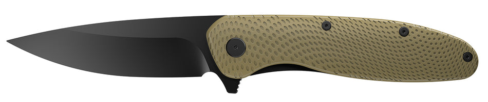 Outdoor Edge VD1C Viddux 3.15-Inch Folding Drop Point Black Oxide 4Cr14MoV, Green Glass-Filled Nylon