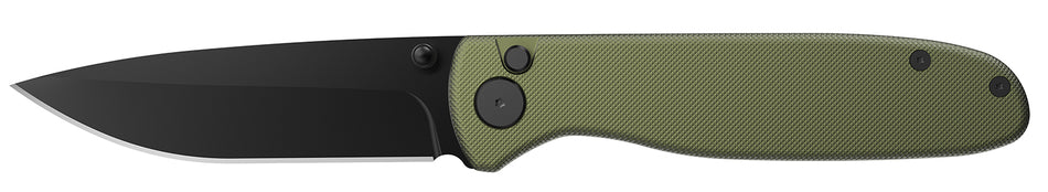 Outdoor Edge DK1C Dirk 3.25-Inch Folding Drop Point Black Oxide 8Cr13MoV SS, Green Anodized