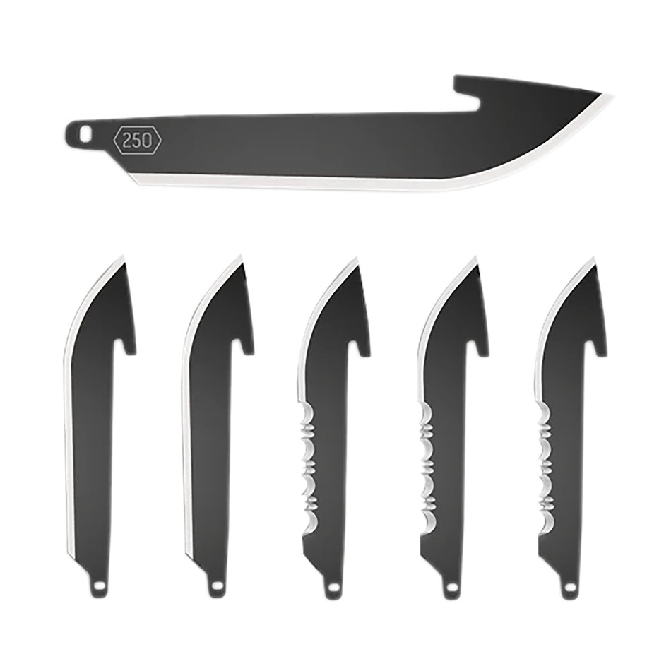 Outdoor Edge RRC25K6C 2.50-Inch Drop Point Plain Serrated Black Oxide 420J2 SS, 6 Blades