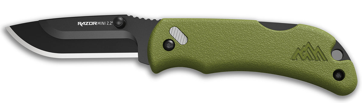 Outdoor Edge RMG222C RazorMini 2.20-Inch Folding Plain 420J2 Stainless, OD Green ABS Handle