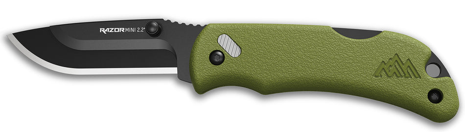 Outdoor Edge RMG222C RazorMini 2.20-Inch Folding Plain 420J2 Stainless, OD Green ABS Handle