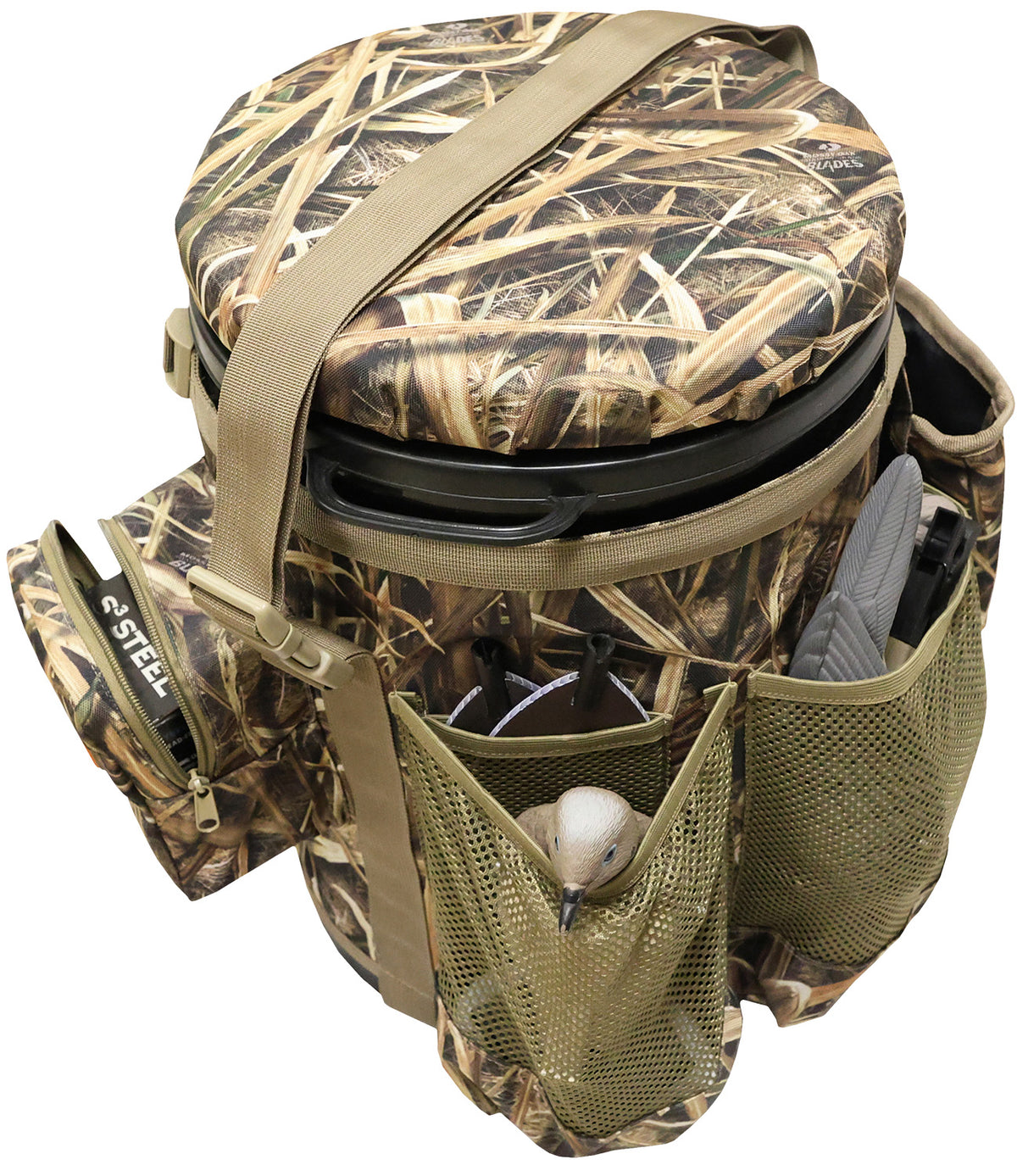 Mojo Outdoors HW2553 Mossy Oak SGB Camo Dove Game Bucket Padded Swivel Seat