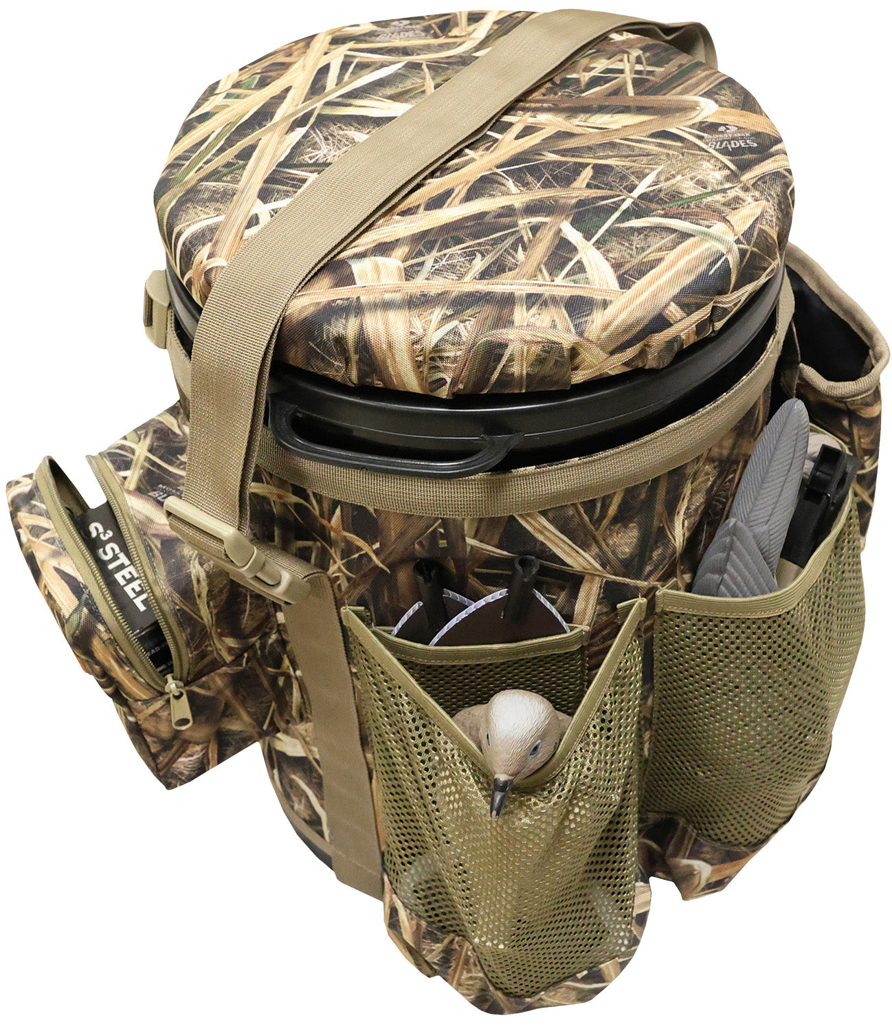 Mojo Outdoors HW2553 Mossy Oak SGB Camo Dove Game Bucket Padded Swivel Seat