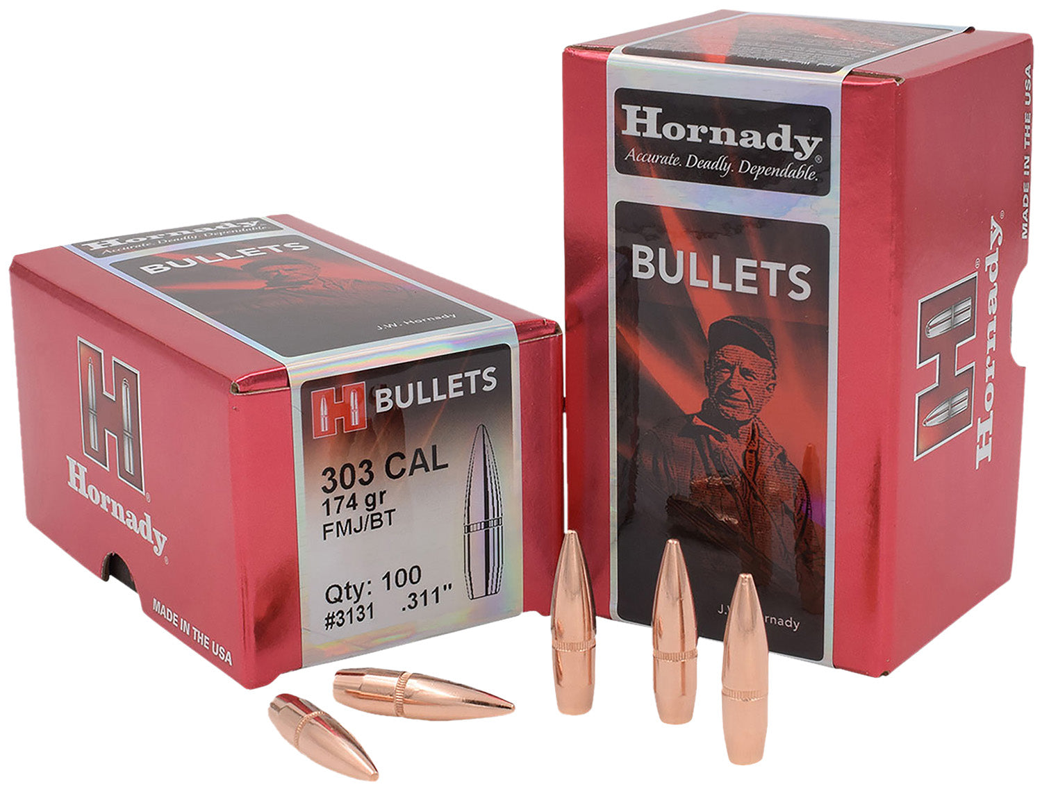 Hornady AMP Jacket 303 Cal 174 Grain FMJ Bullets 100 Count Box