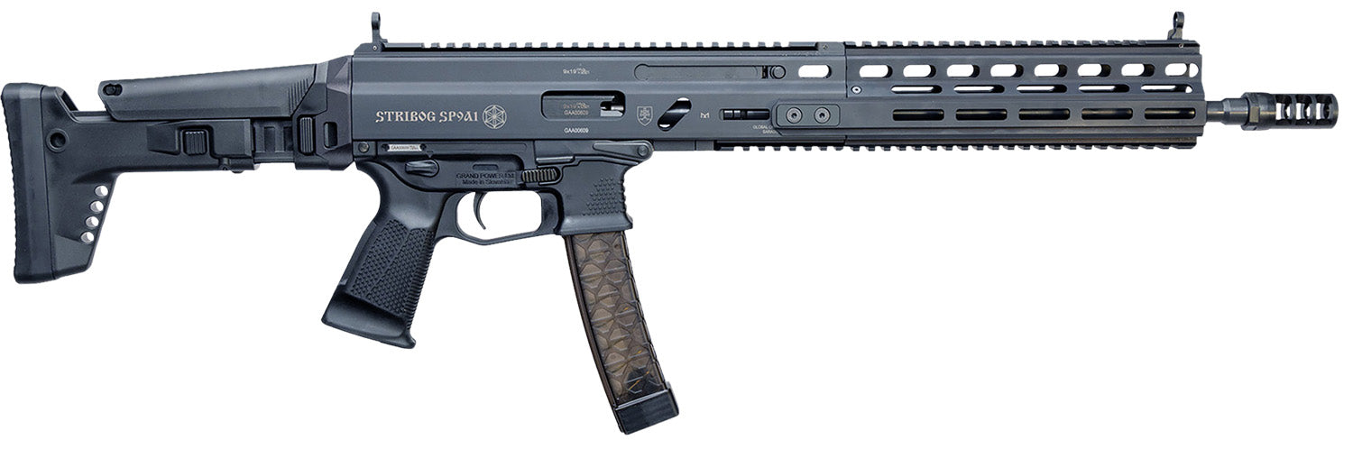Grand Power Stribog SP9A1 9mm Luger Pistol, 30+1, Black Picatinny Rail