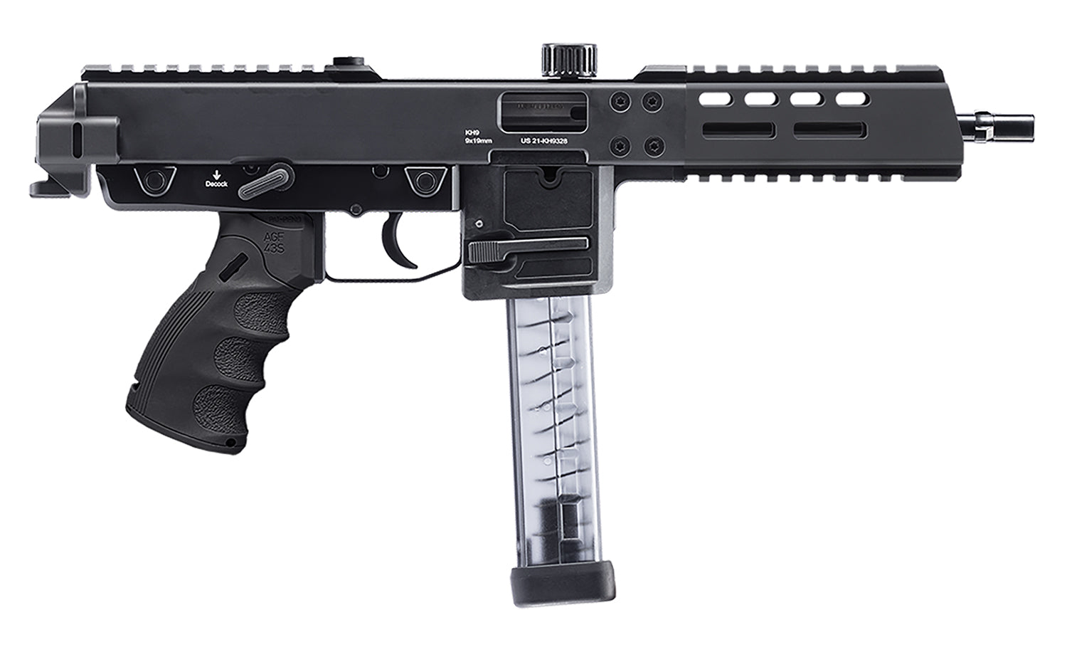 B&T Firearms BT-440000-C-US KH9 Covert 9mm Luger 30+1 6" Black Barrel, Black Cerakote Aluminum/Polymer Picatinny Rail Receiver, Black Finger Grooved Grip, Ambidextrous