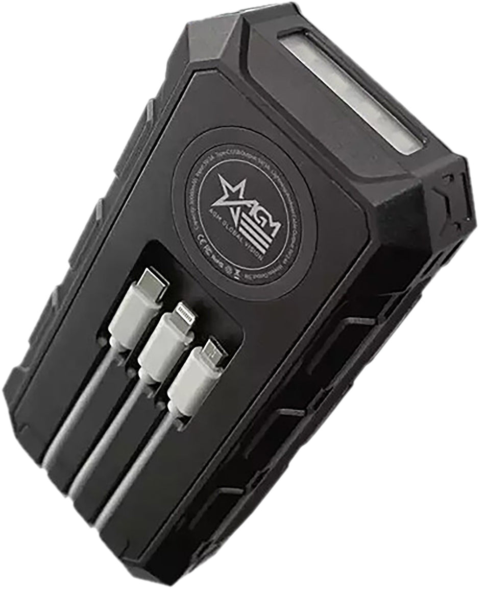 AGM Global Vision 6628XPB31 Rugged 30000mAh Solar Power Bank QI Charger Black