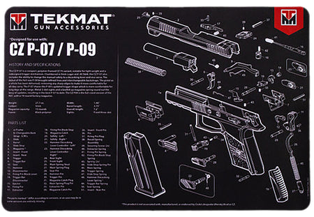 TekMat TEKR17CZP07 CZ P-07 P-09 Printed Gun Cleaning Mat 11"x17"