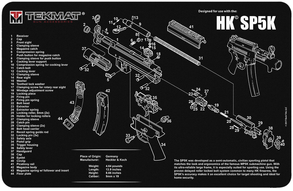 TekMat TEKR17HKSP5K HK SP5K Printed Gun Cleaning Mat 11"x17"