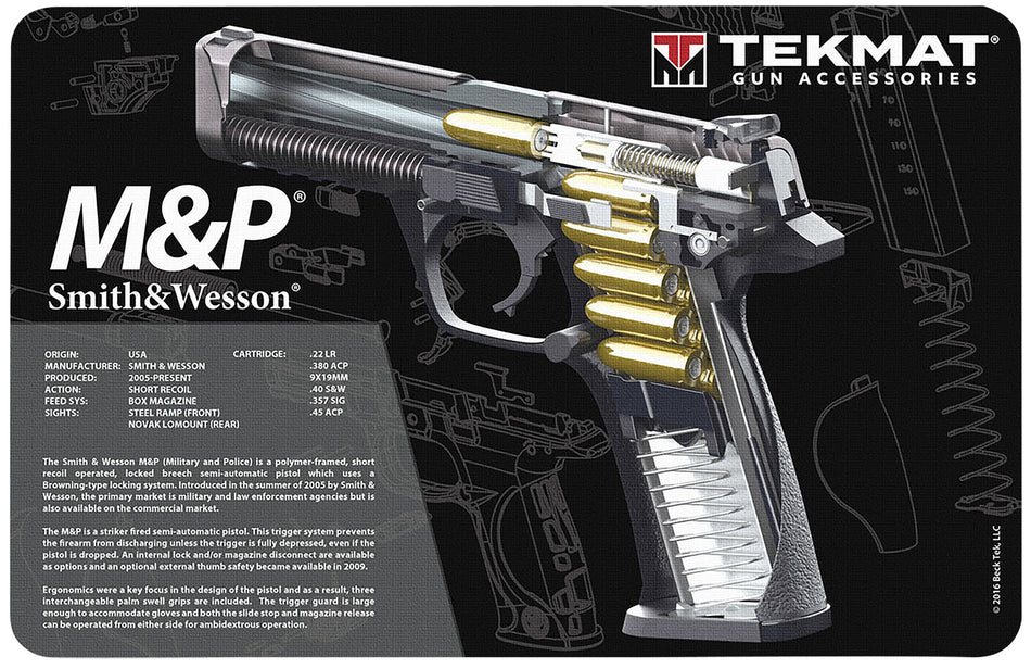 TekMat Smith & Wesson M&P Cutaway Cleaning Mat 11"x17" Black/White Rubber