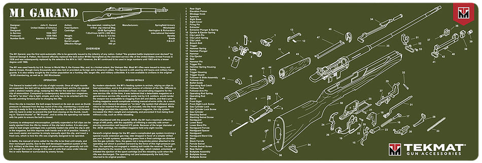 TekMat TEKR36M1GARAND-OD M1 Garand Gun Cleaning Mat OD Green Rubber 12"x36"