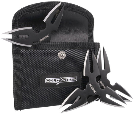 Cold Steel CSTH15STR3PK Throwing Stars Set of Three 1.50" Black Oxide 420 SS with Sheath