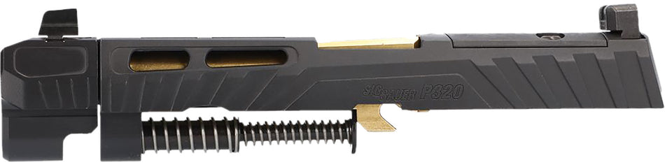 Sig Sauer P320 9mm Luger Gold/Black Stainless Steel Compensator Slide Assembly XRAY3 Sights