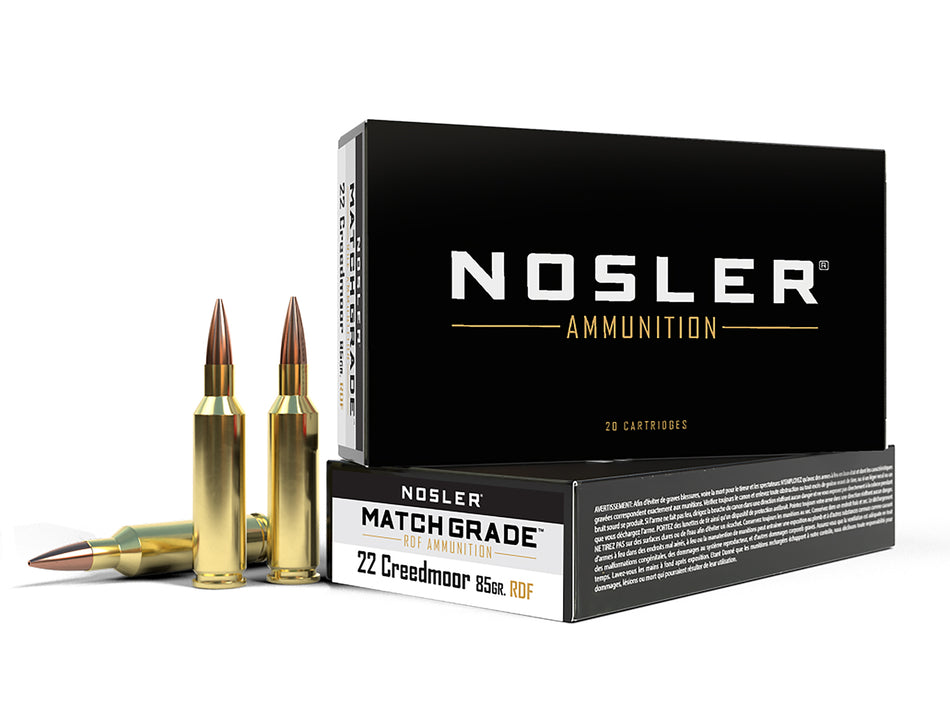 Nosler .22 Creedmoor Rifle Ammo  Hollow Point Boat Tail BTHP 85 grain 