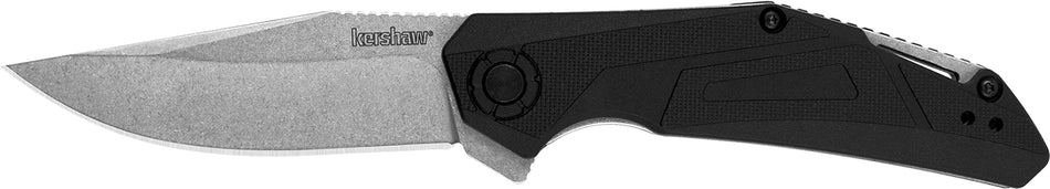 Kershaw Camshaft 1370 3" Folding Clip Point Plain Stonewashed 4Cr14 Blade, Black Glass Filled Nylon Handle