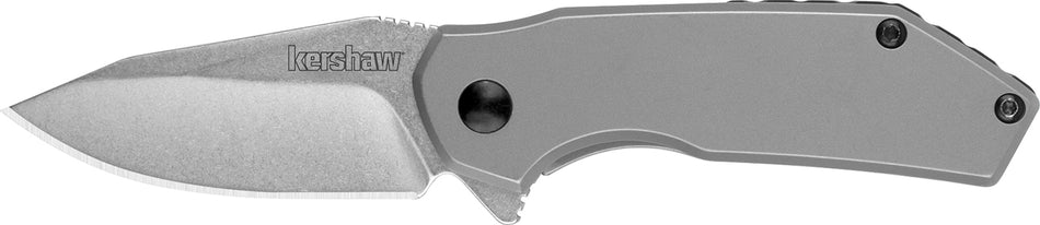 Kershaw Valve 1375 2.25" Folding Drop Point Plain Stonewashed 4Cr14 Blade, All-Steel Bead Blasted Handle