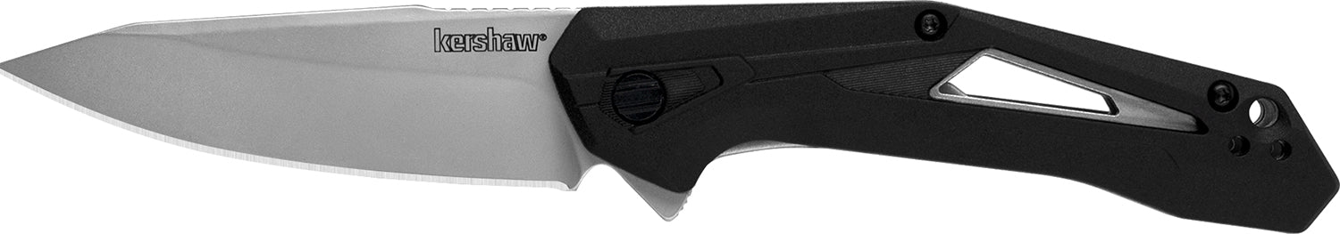 Kershaw Airlock 1385 3" Folding Drop Point Plain Bead Blasted 5Cr13MoV SS Blade, Black Glass Filled Nylon Handle