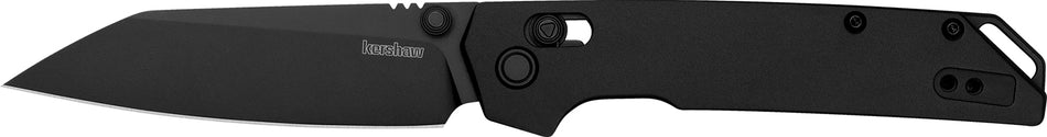 Kershaw Iridium 2038RBLK 3.45" Folding Reverse Tanto Plain Black Oxide D2 Blade, Black Anodized Aluminum Handle