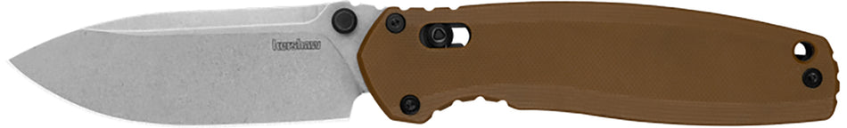 Kershaw Broadside 2052 3.50" Folding Spear Point Plain Stonewashed D2 Blade, Tan G10 Handle