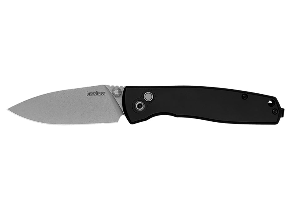 Kershaw Kindred 2053 3" Folding Spear Point Plain Stonewashed D2 Blade, Black Anodized Aluminum Handle