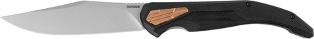 Kershaw Strata 2076 4" Folding Cleaver Plain Stonewashed D2 Blade, Black G10 Front Handle with Copper Accent