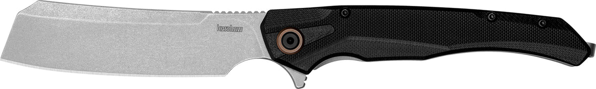 Kershaw Strata 2078 Folding Cleaver 4" Plain D2 Steel Blade with Black Bead Blasted G10 Handle