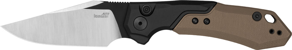 Kershaw Launch 19 7851 Auto Folder 3.30" CPM 154 Clip Point Blade, Black Aluminum with Brown G10 Handle