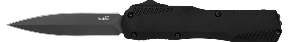 Kershaw Livewire 9000DE OTF Auto 3.45" Double Edge Spear Point Black PVD MagnaCut Blade, Black Aluminum Handle