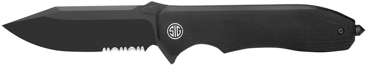 Sig Sauer Knives Validus 3.78" Folding Drop Point Serrated M390 Steel, Black Textured G10 Handle
