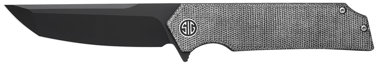 Sig Sauer Knives Tsuru 3.30" Folding Tanto Black PVD 154CM Stainless, Salt & Pepper Micarta