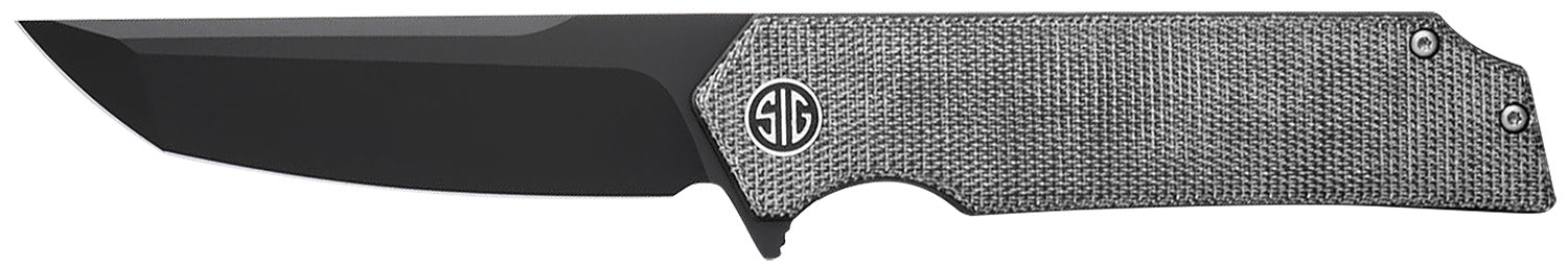 Sig Sauer Knives Tsuru 3.30" Folding Tanto Black PVD 154CM Stainless, Salt & Pepper Micarta