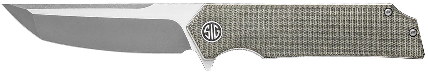 Sig Sauer Knives Tsuru 3.30" Folding Tanto 154CM Stainless Satin, Green Canvas Micarta Handle
