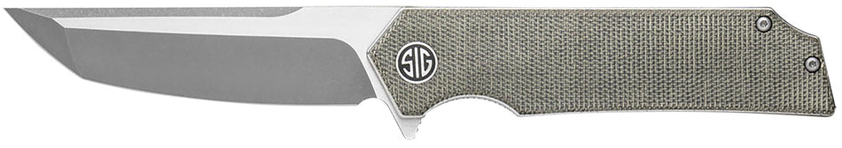 Sig Sauer Knives Tsuru 3.30" Folding Tanto 154CM Stainless Satin, Green Canvas Micarta Handle