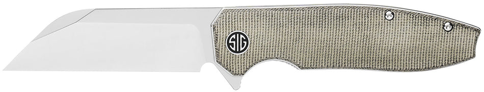 Sig Sauer Knives Karak 3.25" Folding Wharncliffe DLC Nitro-V Blade, Green Micarta Handle