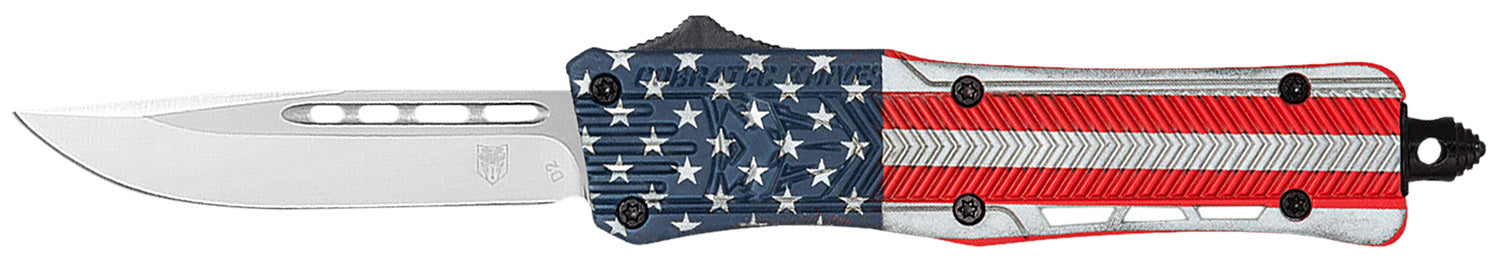 CobraTec CTK-1 American Flag Small 2.75" OTF Drop Point D2 Steel Blade USA Flag Cerakote Aluminum Handle